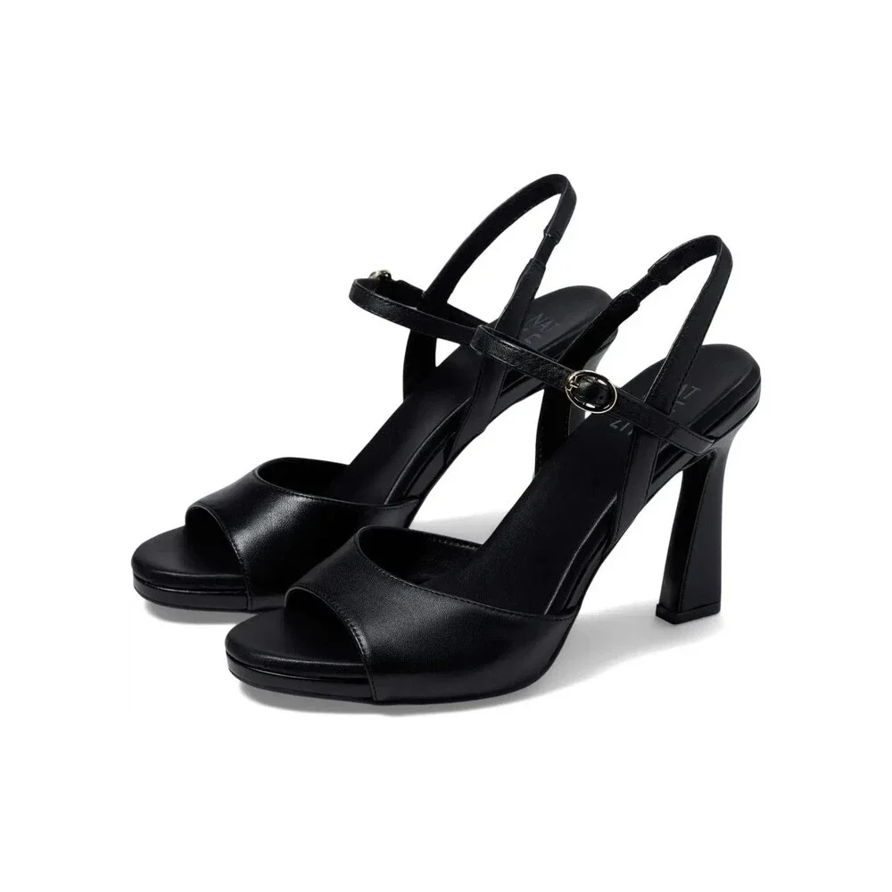 Naturalizer Women's Lala Leather Strappy Heels Sandals Black Size 7 WIDE